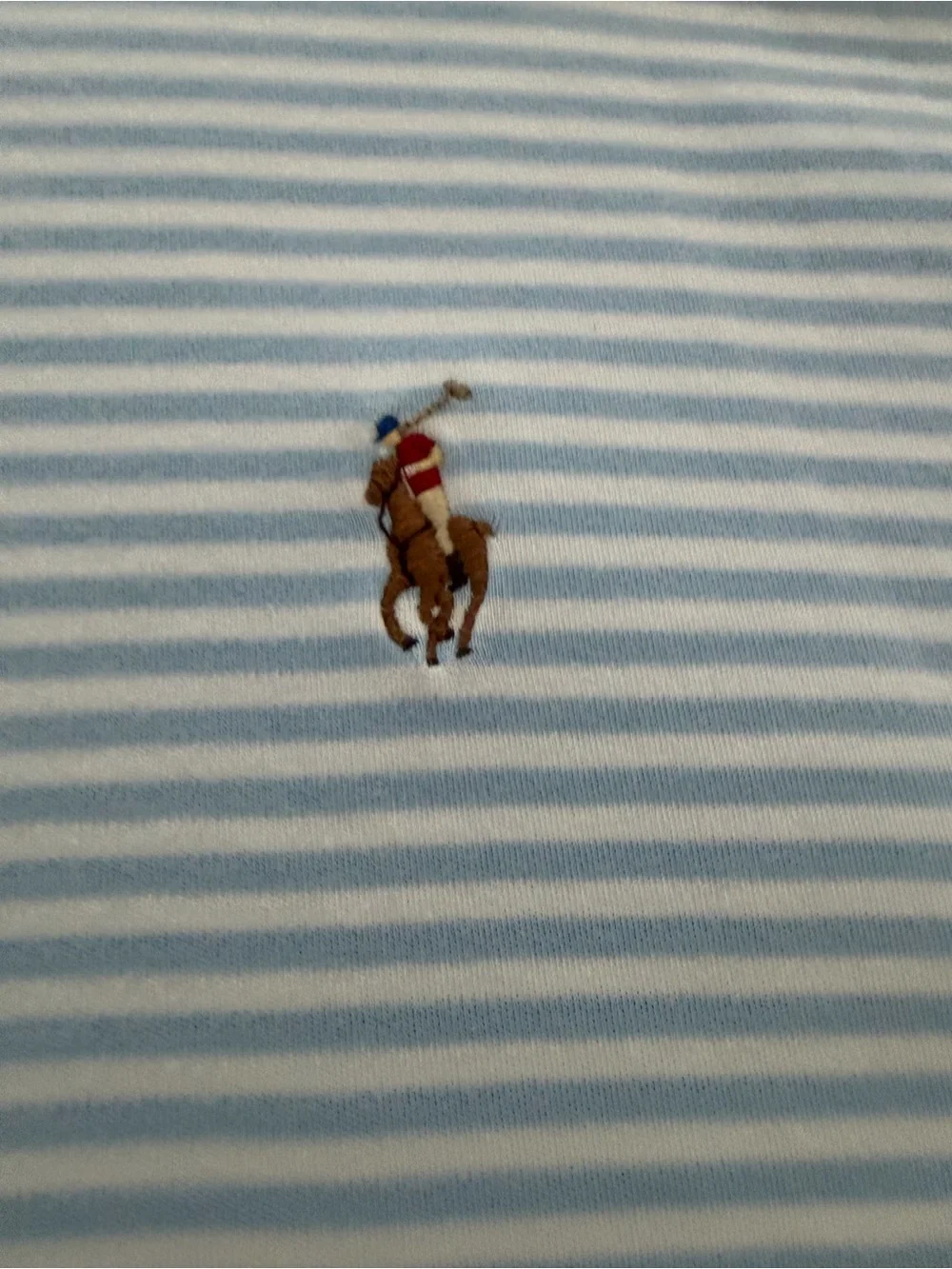 Ralph Lauren Light Blue & White Soft Cotton Striped Polo Shirt